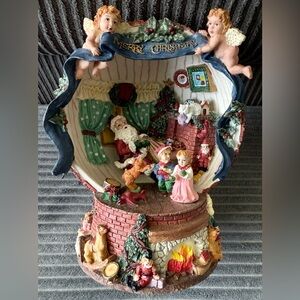 VTG Musical Box Deck the Halls Santa Children Christmas Scene Decorative Globe